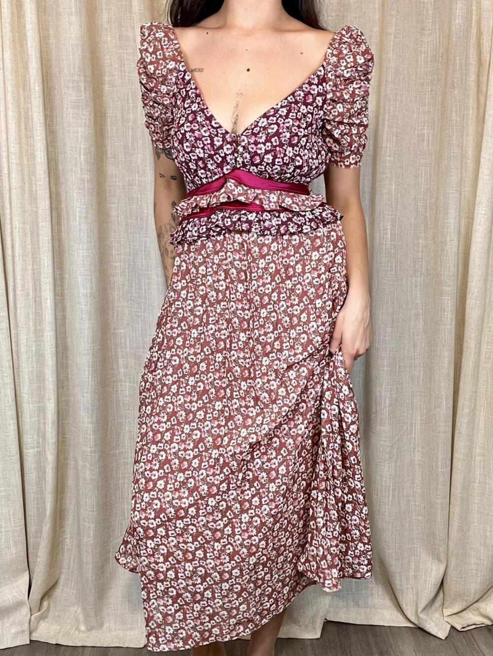 En Saison floral midi dress